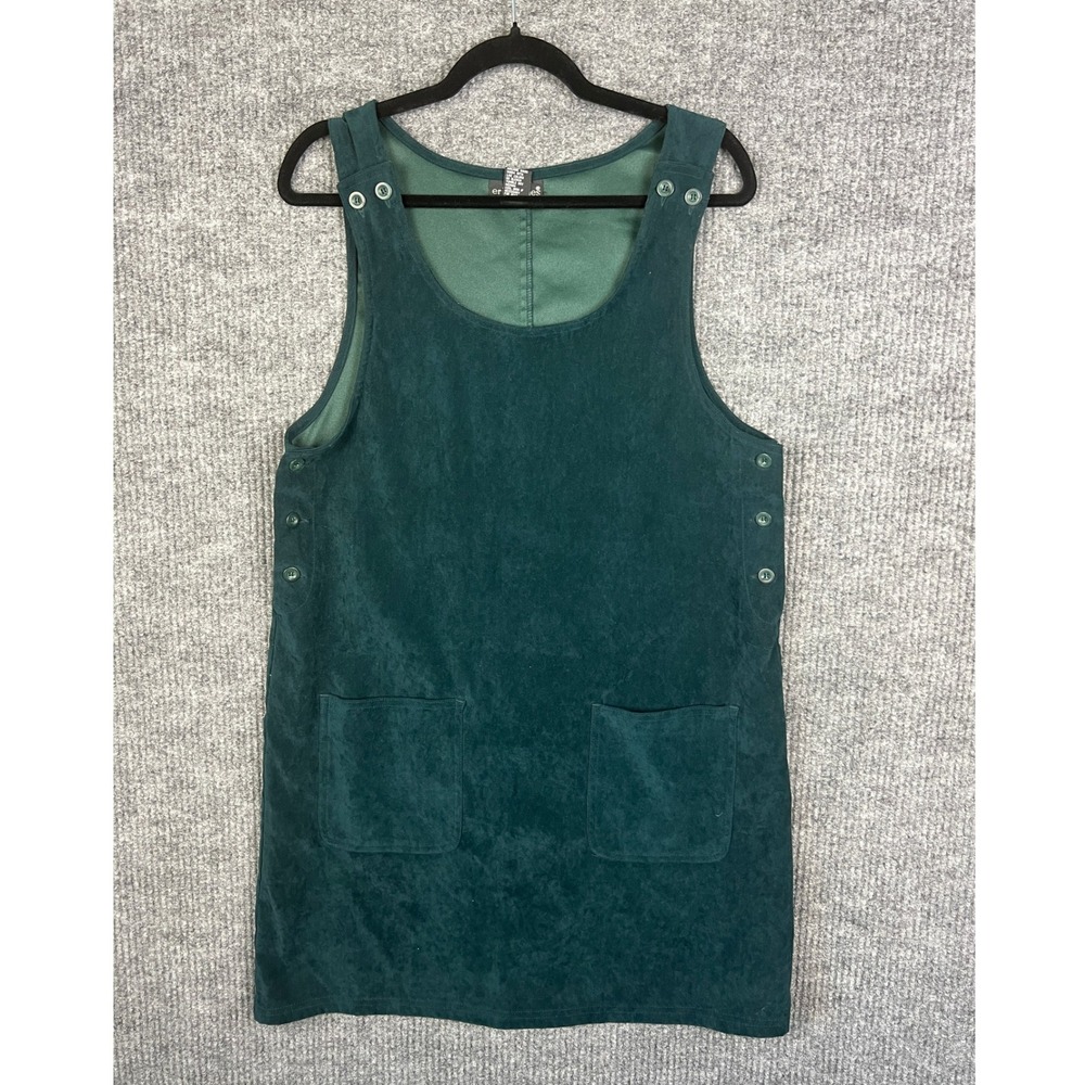 Cottagecore Fairycore Forest Green Faux Suede Jumper Dress L Pinafore